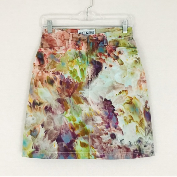 🆕 Hand-Dyed Denim Mini Skirt in Technicolor - Picture 11 of 13